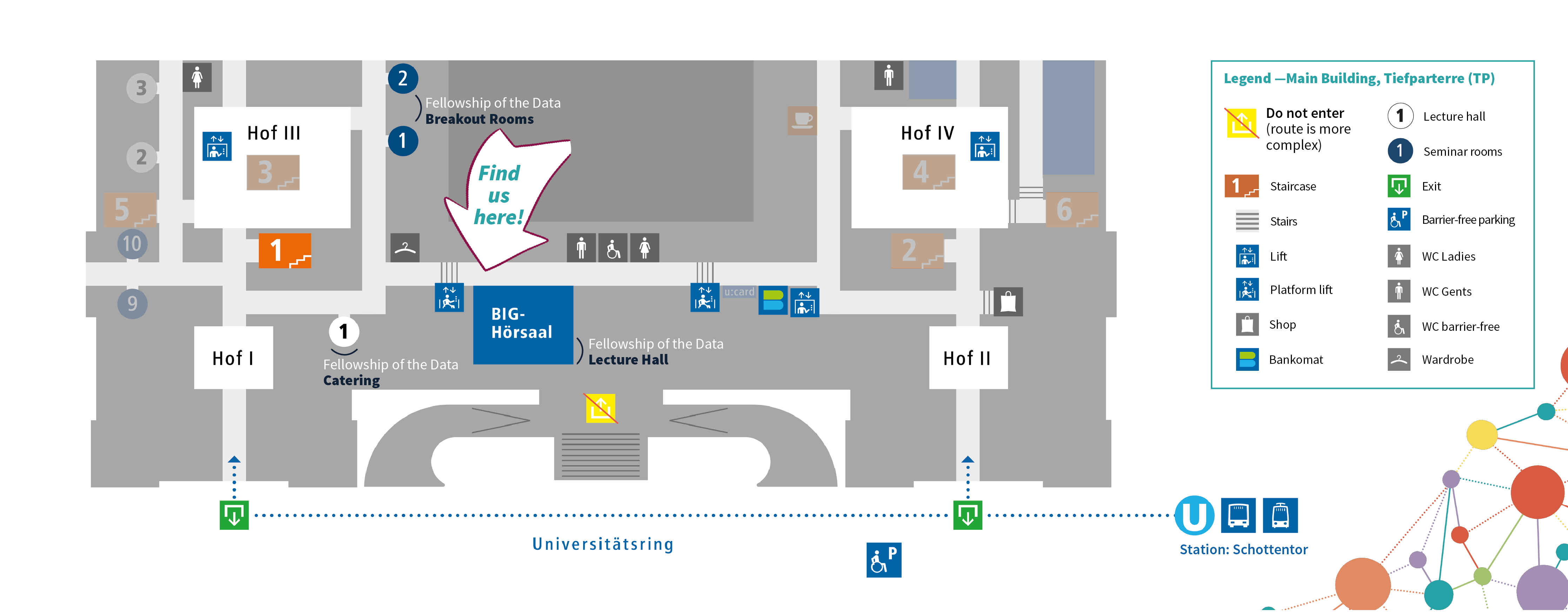 Map of the TP floor of the University Main Building